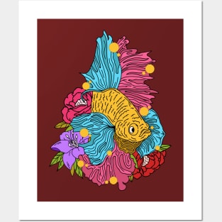 BettaFish and Roses Posters and Art